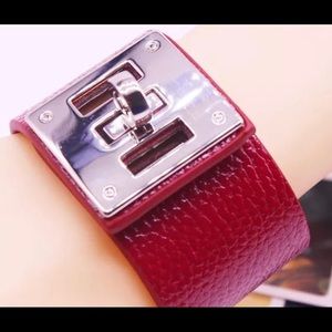 New Burgandy Red Leather Strap with Gold Hardware